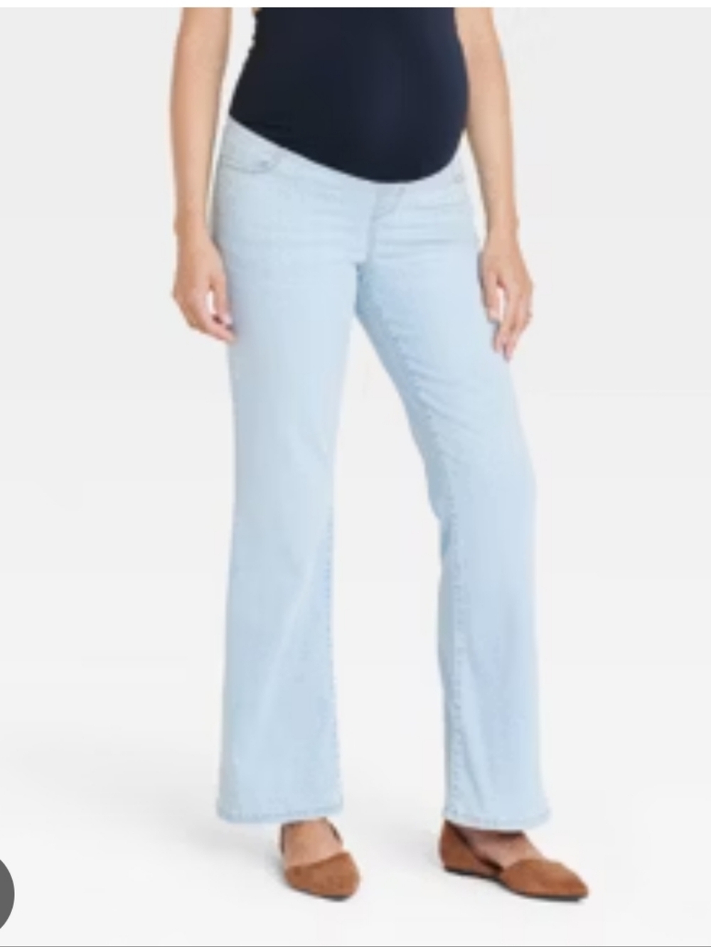 Isabell Maternity Over Belly High Rise Denim Flare Maternity Jeans Pants 10